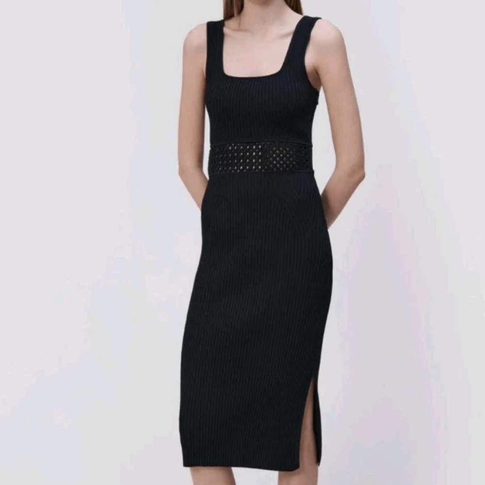 House of Harlow 1960 Black Ribbed Midi Dress